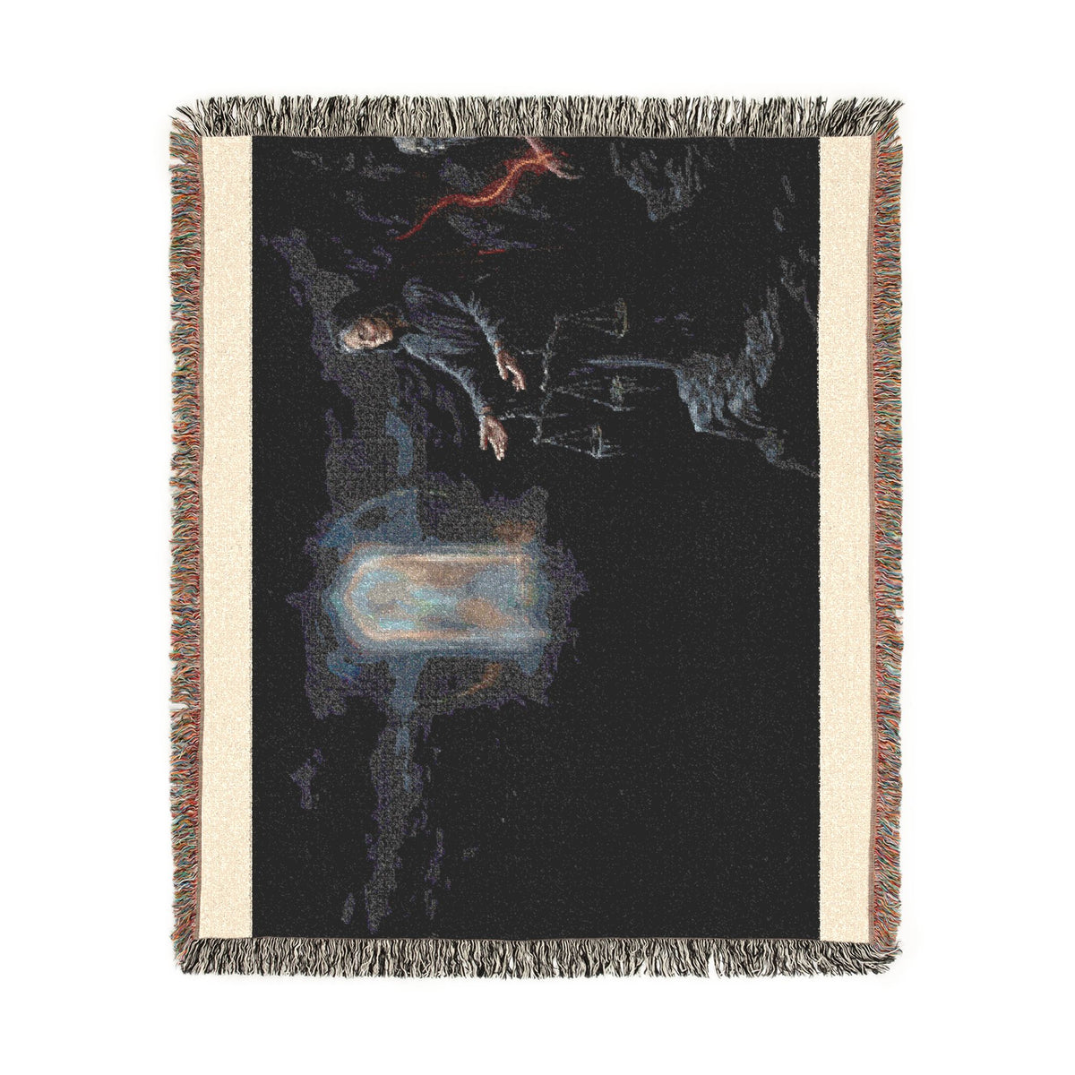 Gothic Tarot Woven Blanket — Mystic Doorway & Seer Throw