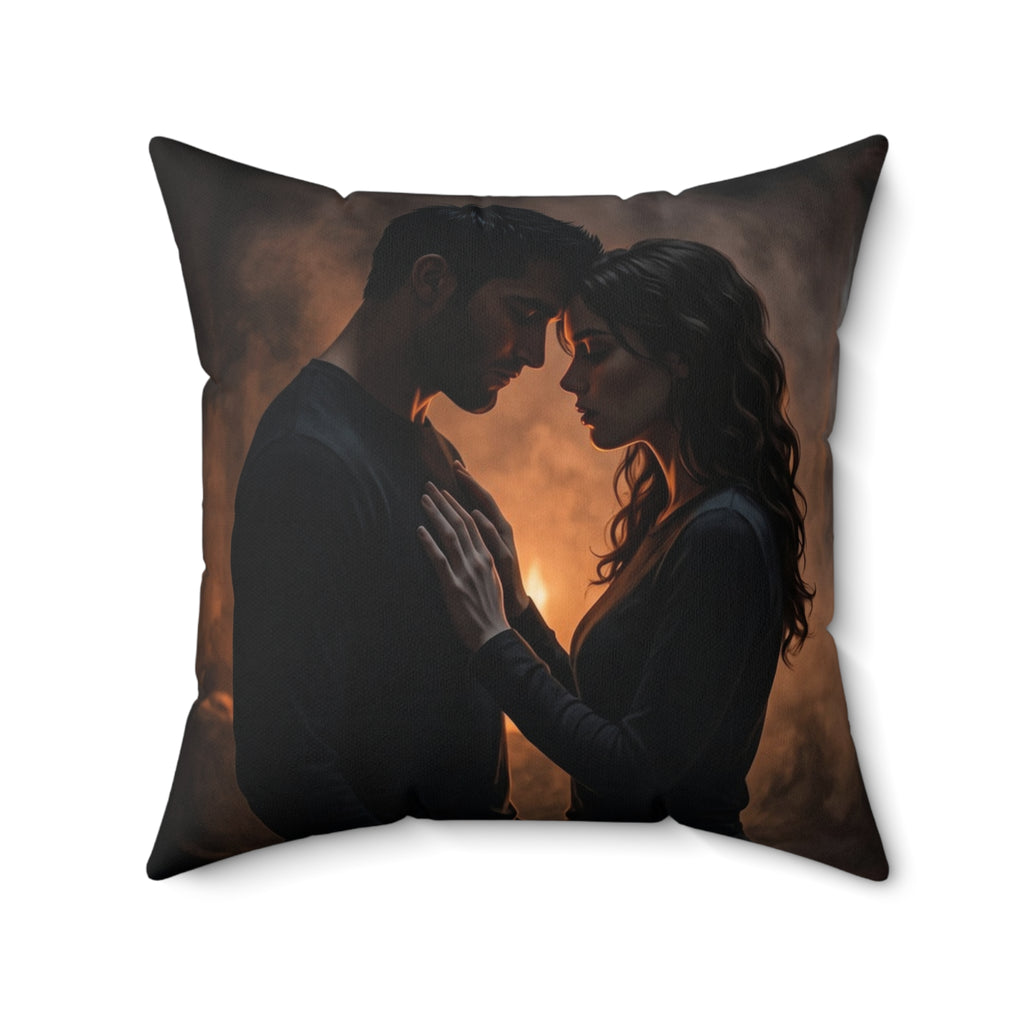Two Shadows One Flame Throw Pillow - Dark Romance Accent Cushion