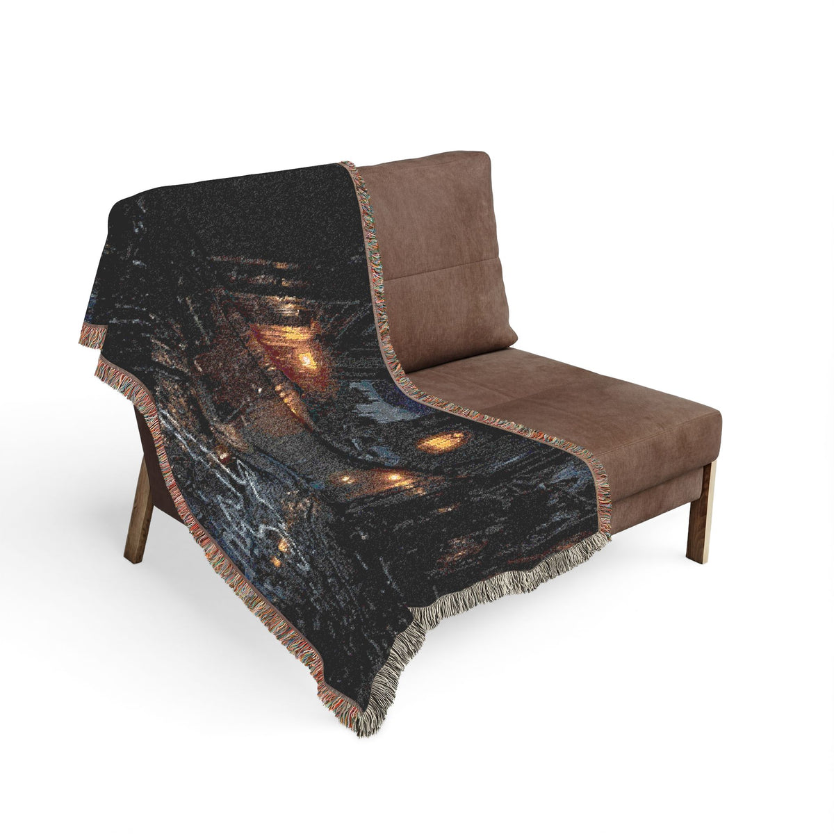 Candlelit Church Path Woven Blanket — Quiet Evening Prayer Throw