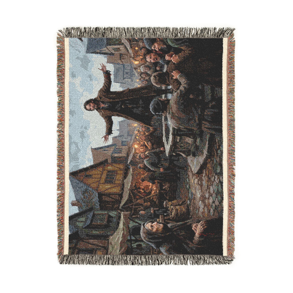Medieval Town Woven Blanket — Renaissance Dark Fantasy Throw