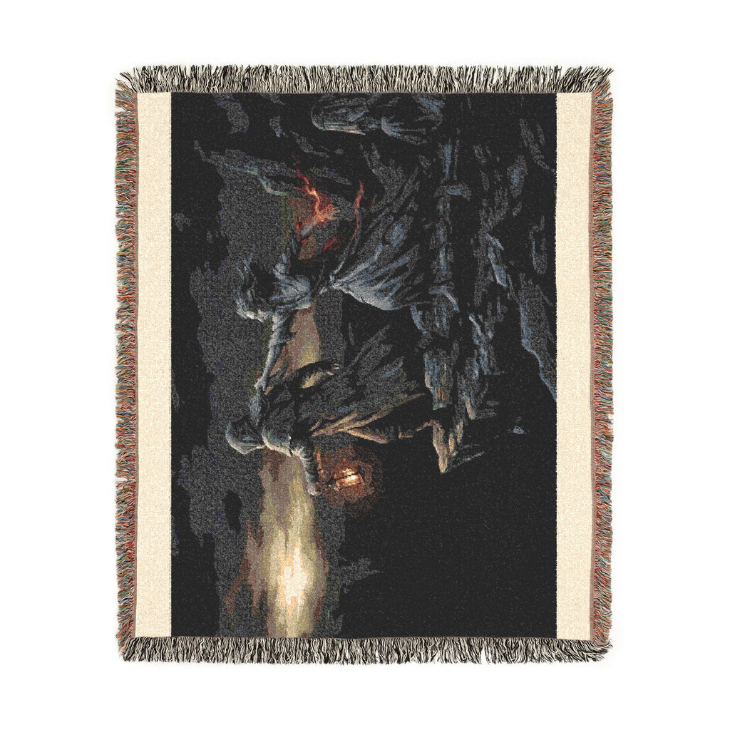 Grim Reaper Lantern Woven Blanket — Gothic Dark Fantasy Throw