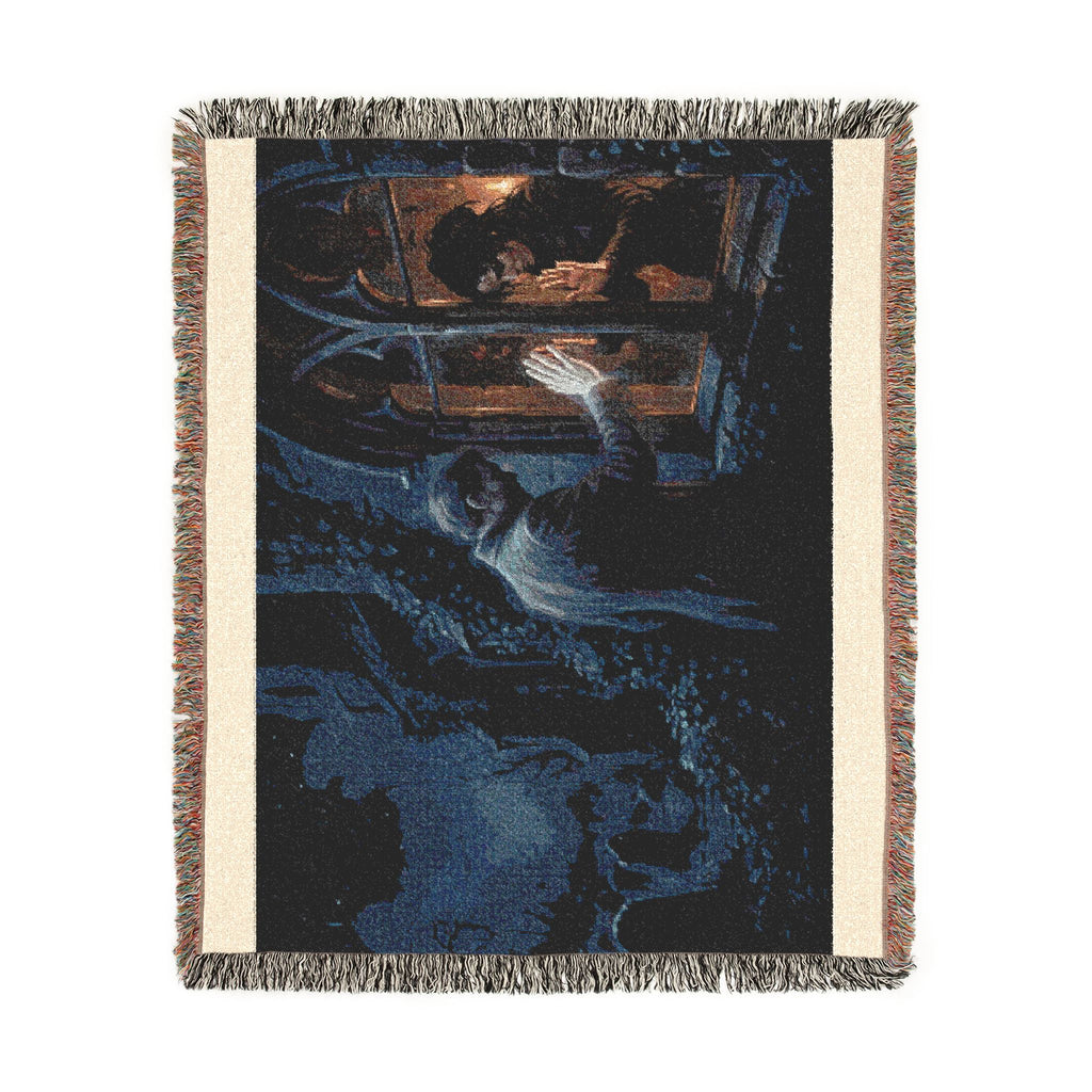 Gothic Cathedral Woven Blanket — Mystical Night Cloister Throw