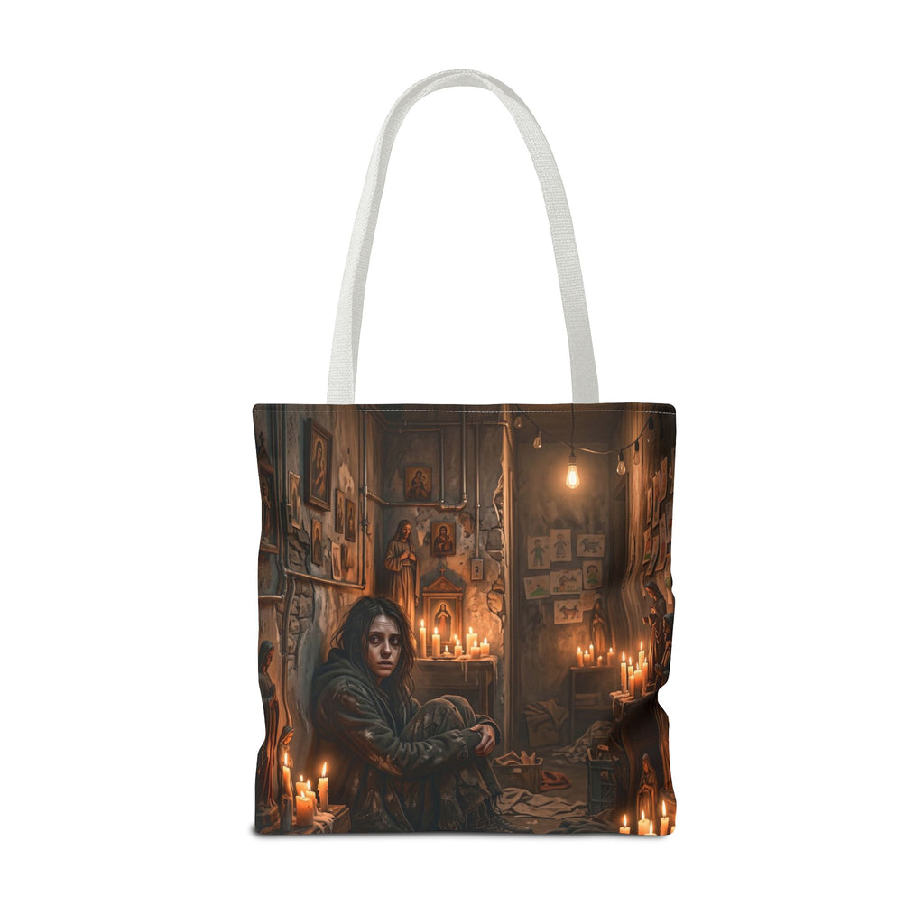 Candlelit Vigil Tote Bag - Gothic Shrine Dark Romance Book Bag