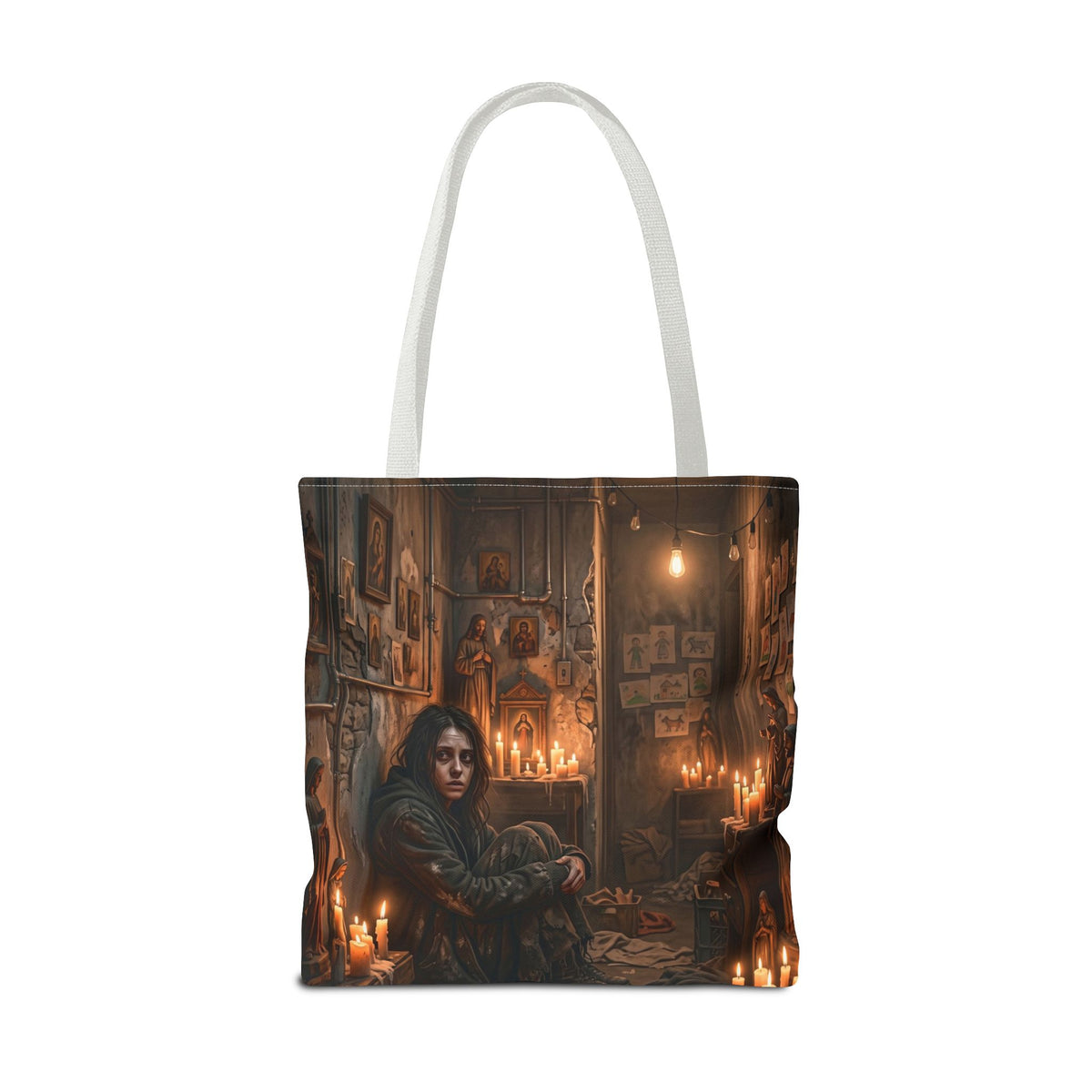 Candlelit Vigil Tote Bag - Gothic Shrine Dark Romance Book Bag