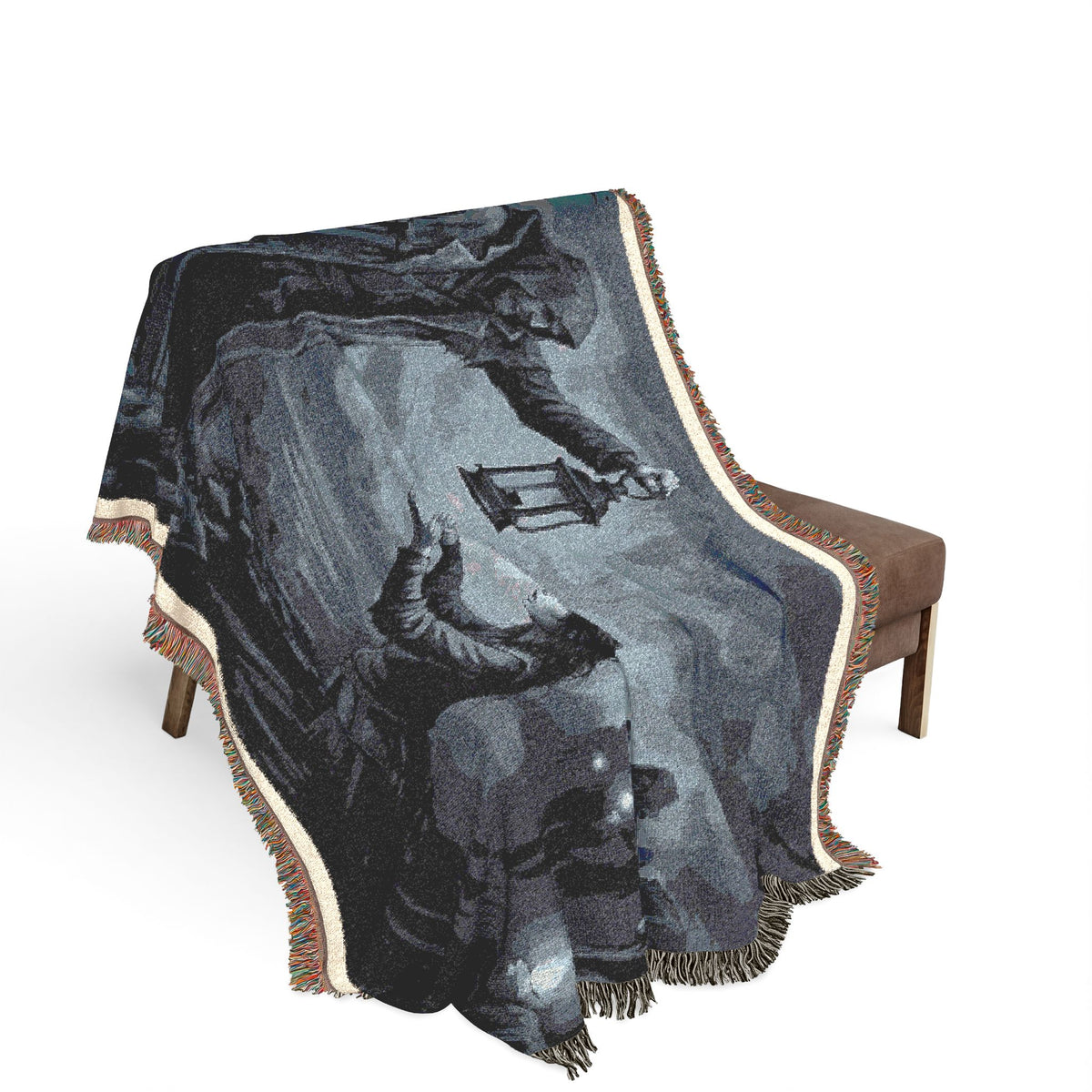 Lantern Light Woven Blanket — Gothic Reaching Hands Occult Throw