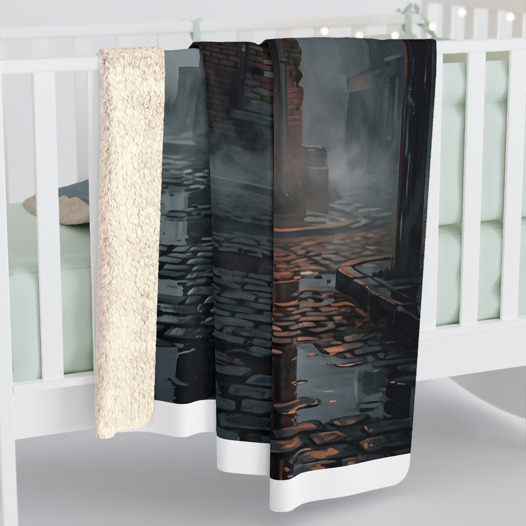 Ashmoor River Packing Sherpa Fleece Blanket - Gothic Industrial Throw