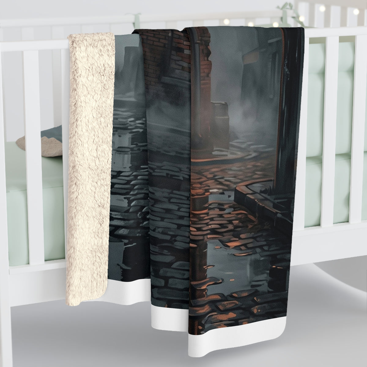 Ashmoor River Packing Sherpa Fleece Blanket - Gothic Industrial Throw