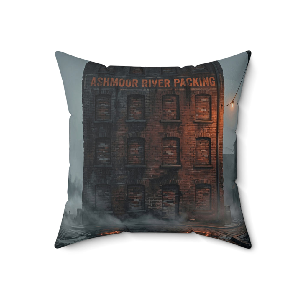 Ashmoor River Packing Throw Pillow - Gothic Industrial Accent Cushion