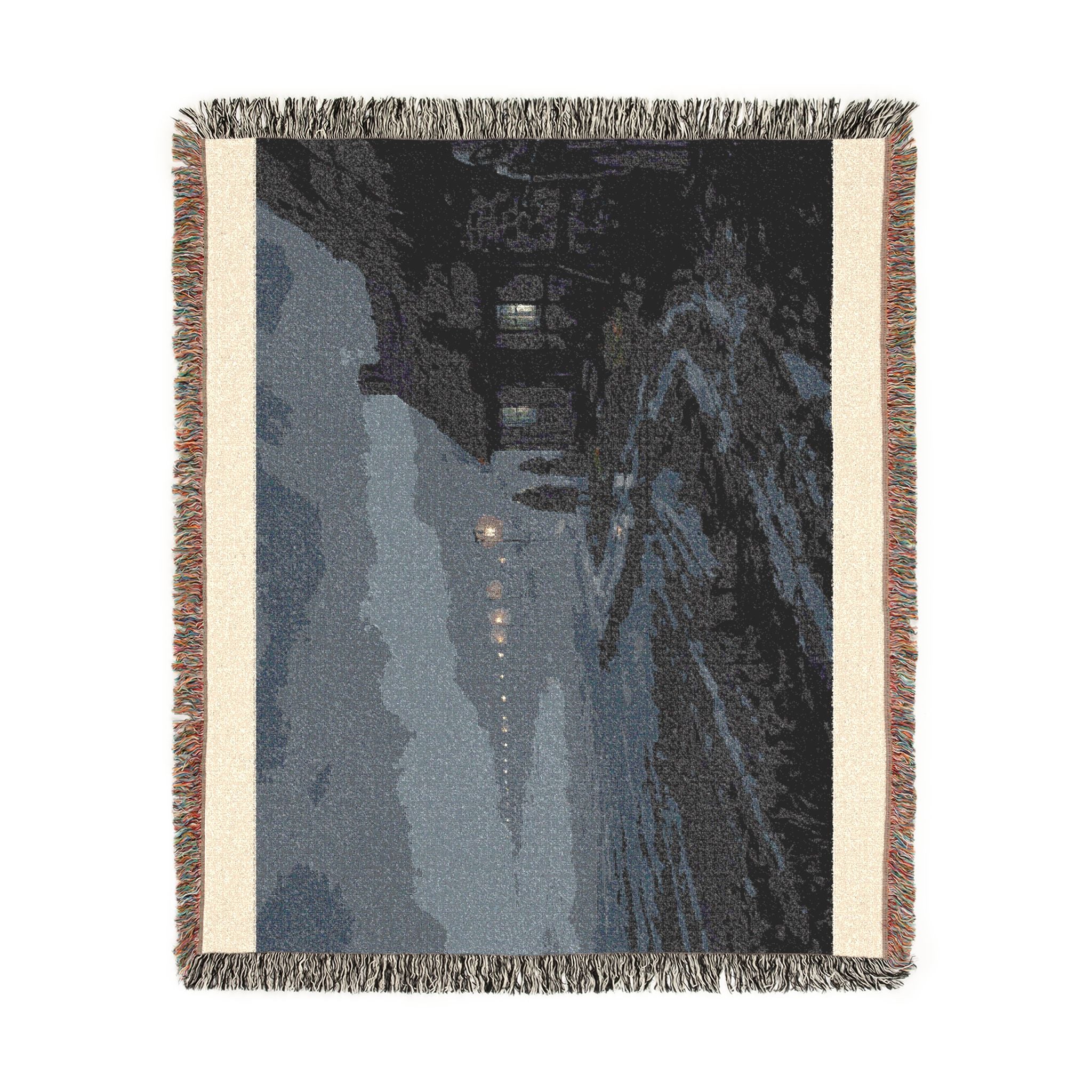 Cozy Coastal Cottage Woven Blanket — Nautical Seaside Throw for Home Decor