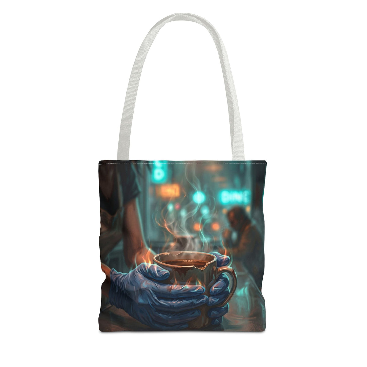 Cold Hands Warm Cup Tote Bag - Cozy Noir Diner Book Bag