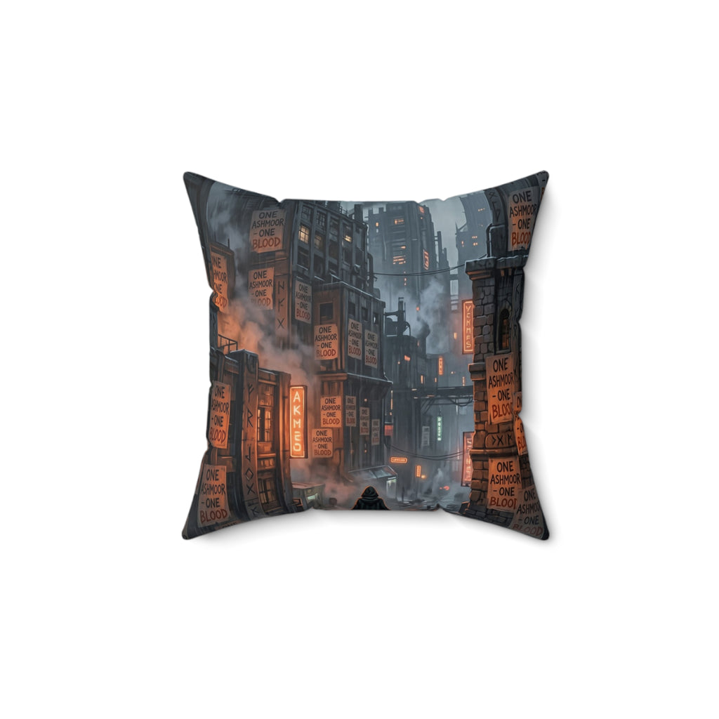 One Ashmoor One Blood Throw Pillow - Dark Fantasy City Accent Cushion