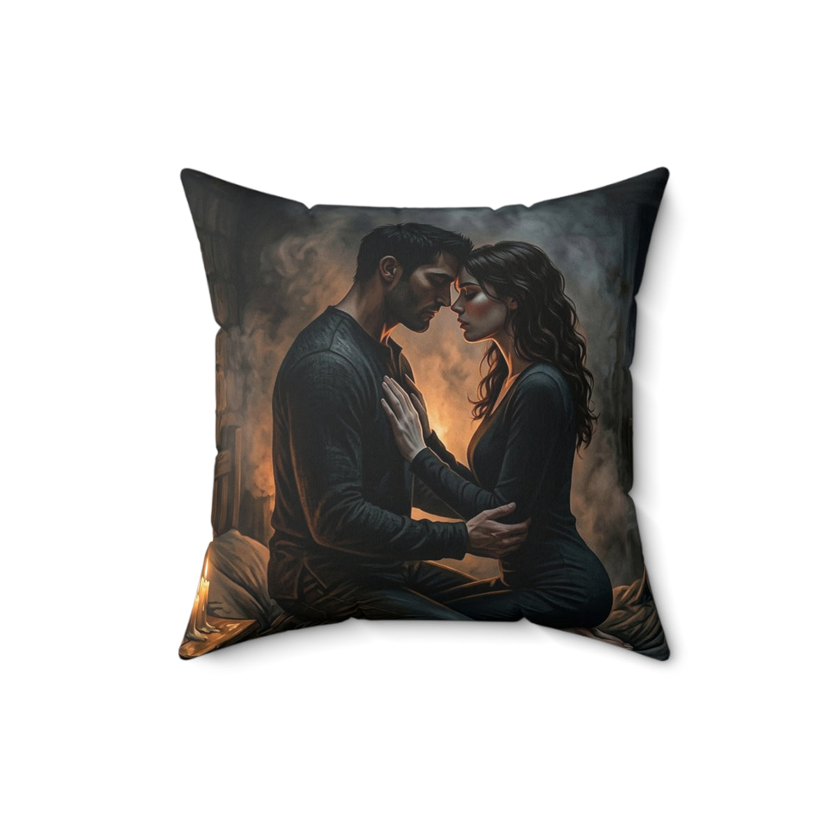 True Name Throw Pillow - Candlelit Dark Romance Accent Cushion