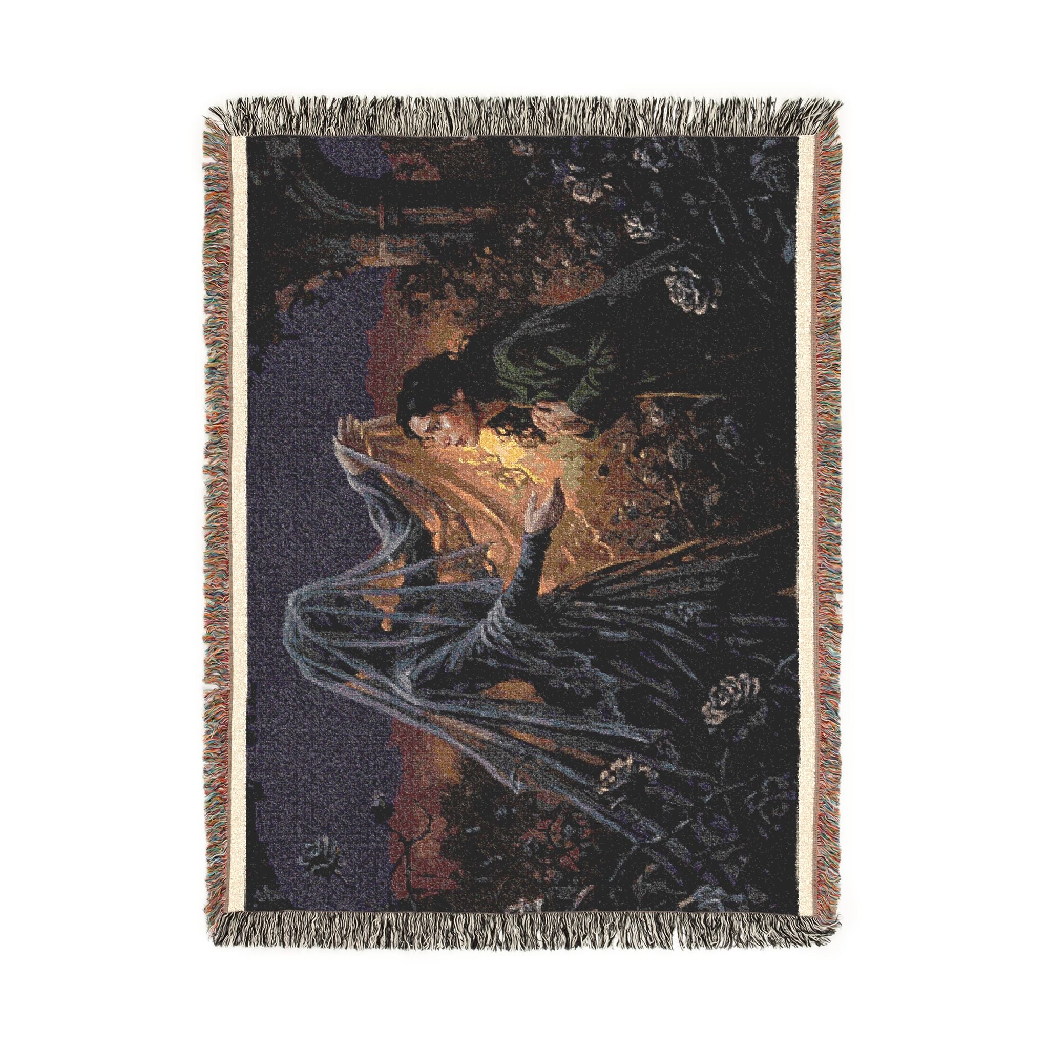 Gothic Lantern Ghost Woven Blanket