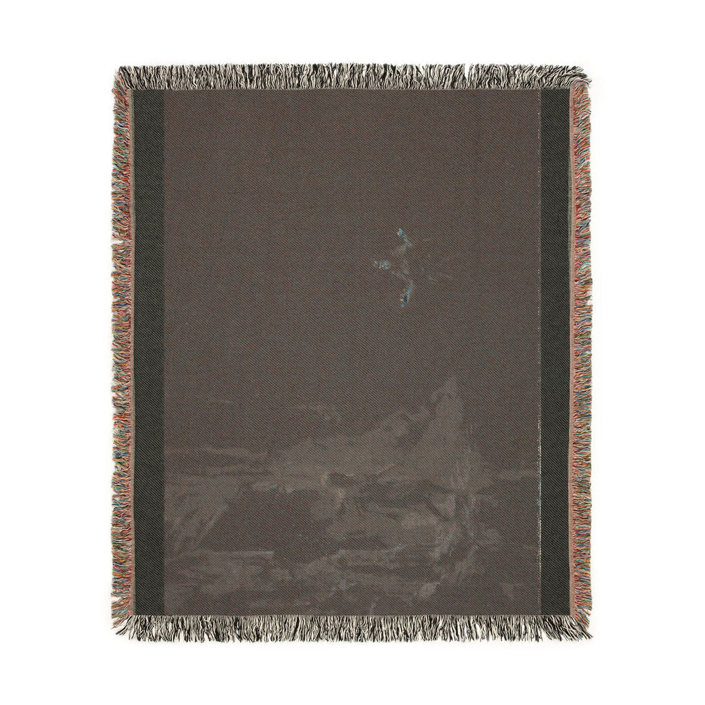Night Forest Woven Blanket — Cozy Dark Woodland Throw with Subtle Lantern Glow