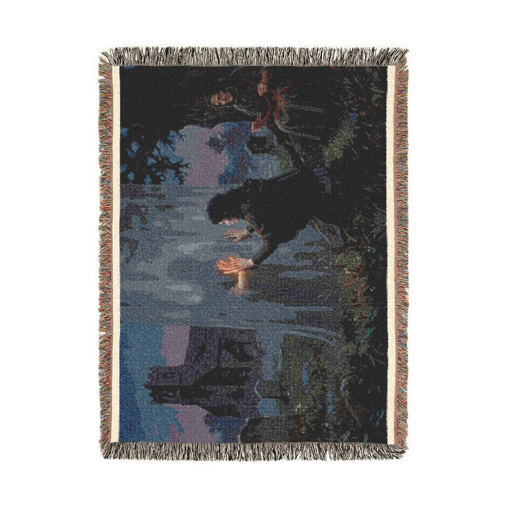 Woven Blanket - Gothic Lantern Night Scene Throw Blanket