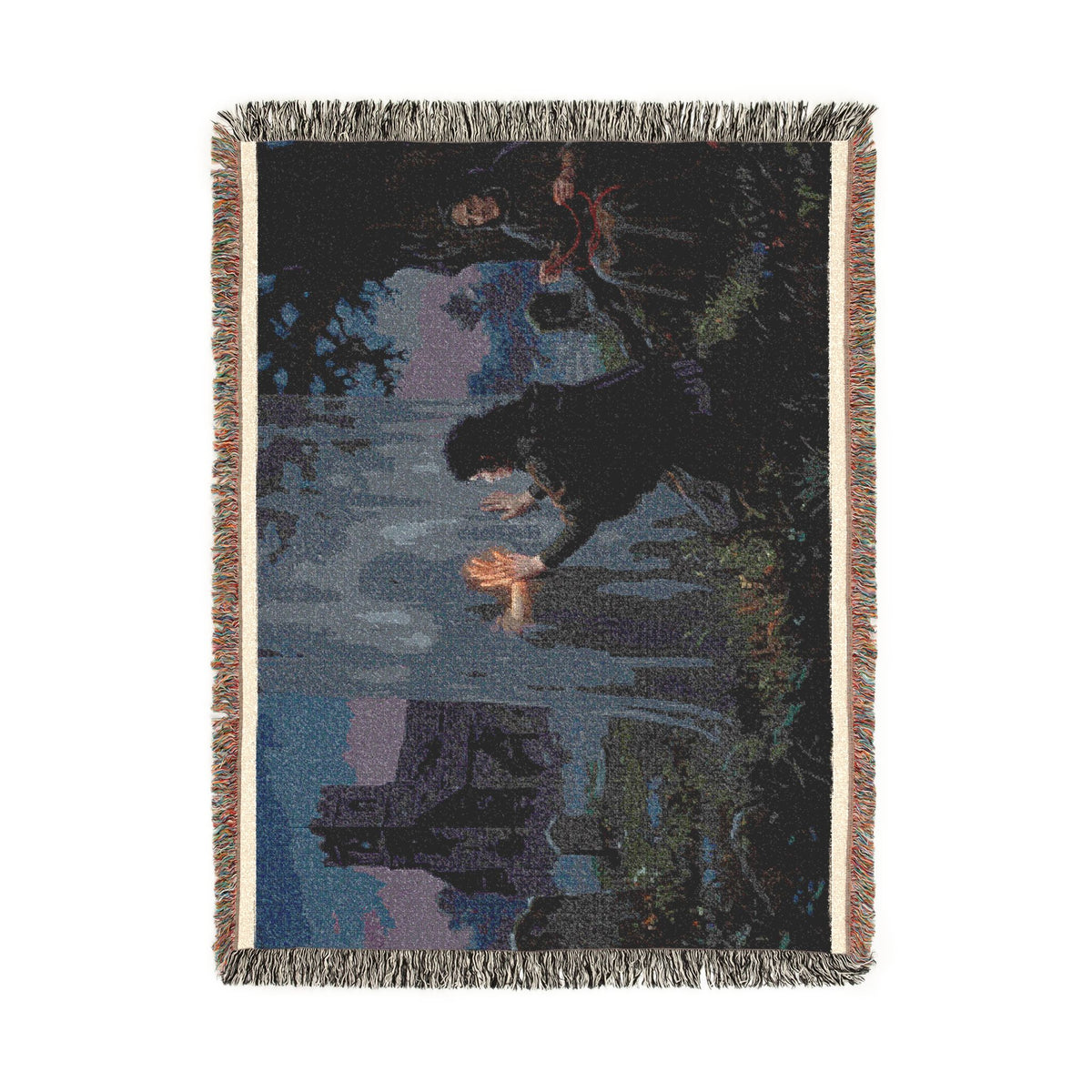 Woven Blanket - Gothic Lantern Night Scene Throw Blanket