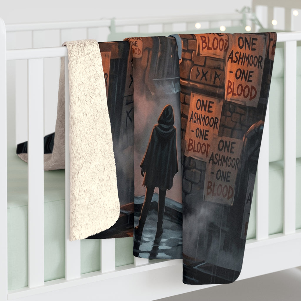 One Ashmoor One Blood Sherpa Fleece Blanket - Dark Fantasy City Throw