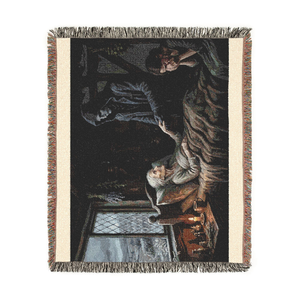 Candlelit Victorian Woven Blanket — Gothic Literary Throw