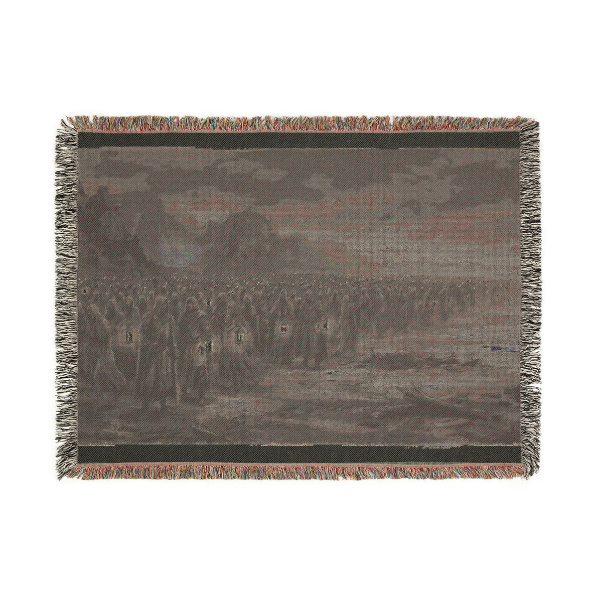Lantern-Lit Coastal Woven Blanket — Gothic Shore Night Throw