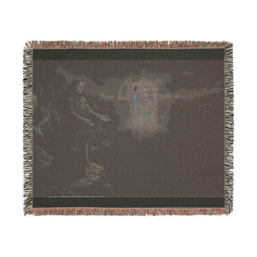 Gothic Tarot Woven Blanket — Mystic Doorway & Seer Throw