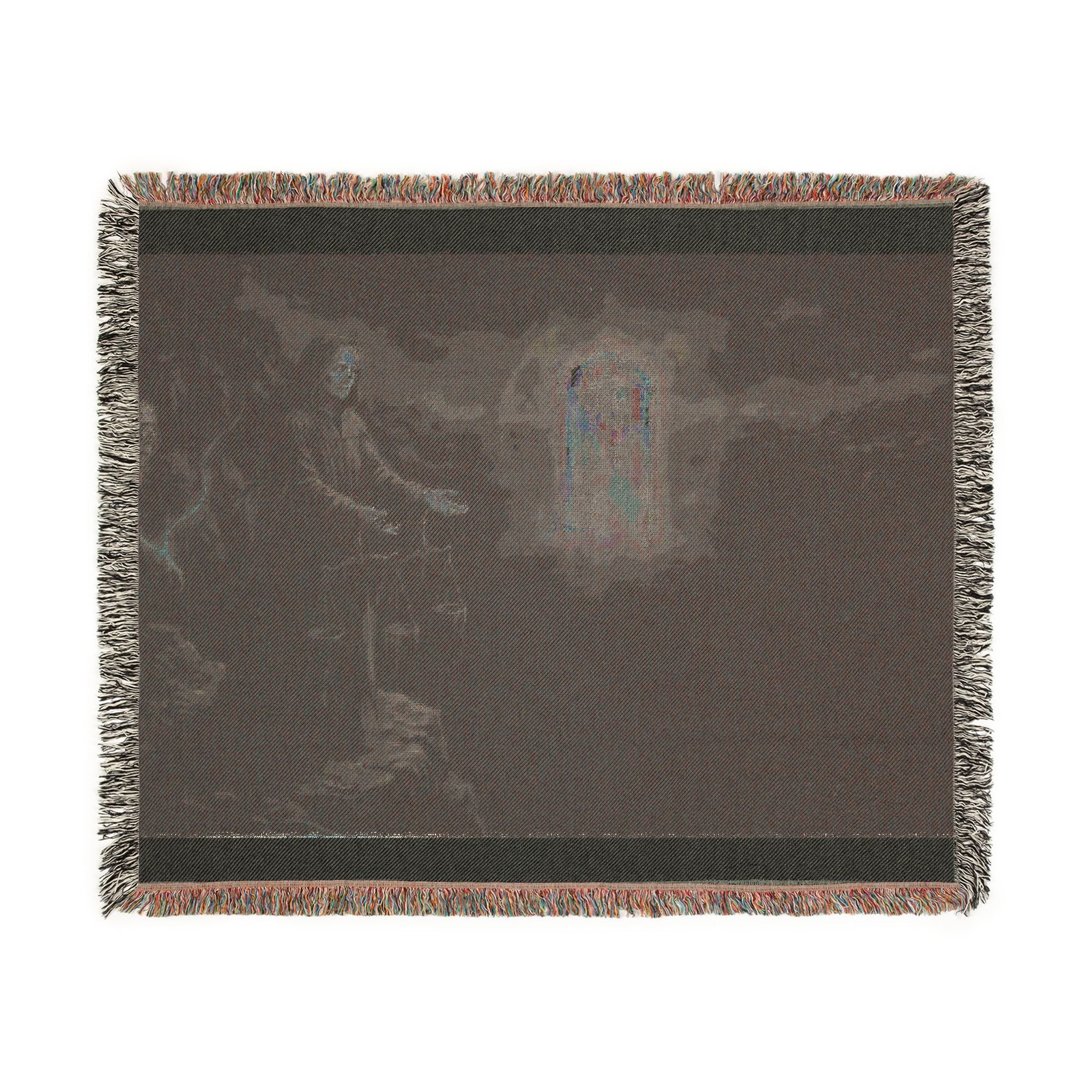 Gothic Tarot Woven Blanket — Mystic Doorway & Seer Throw