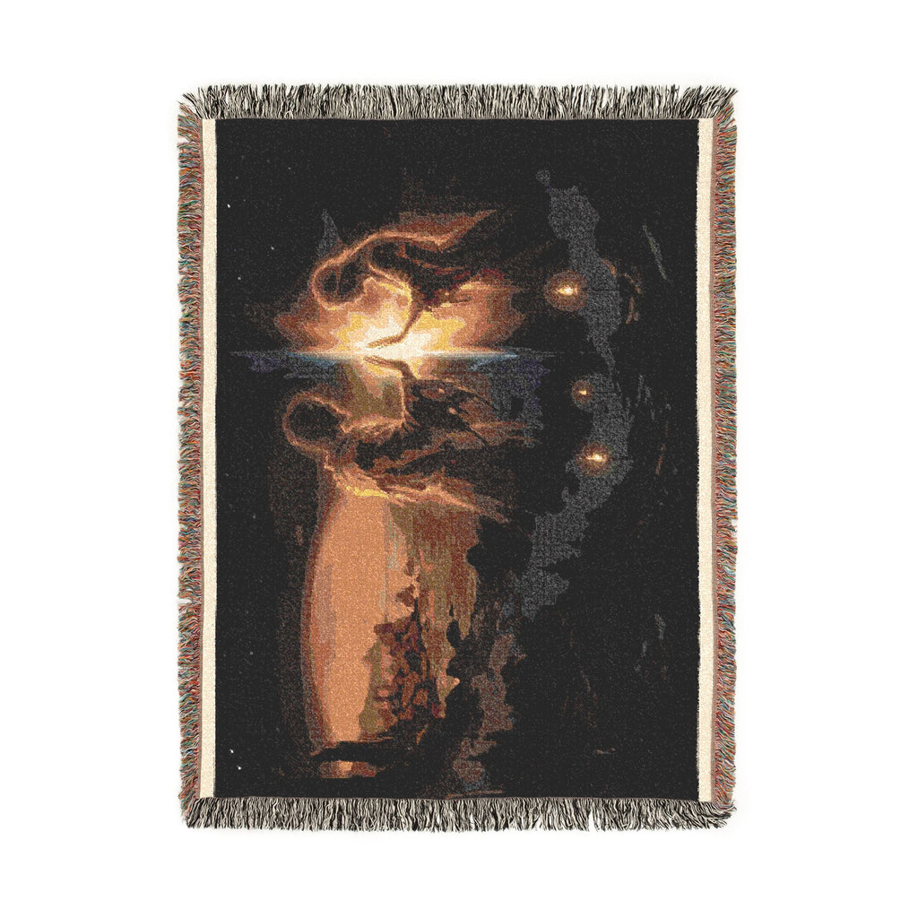 Woven Blanket — Cozy Fireplace & Lantern Scenic Throw