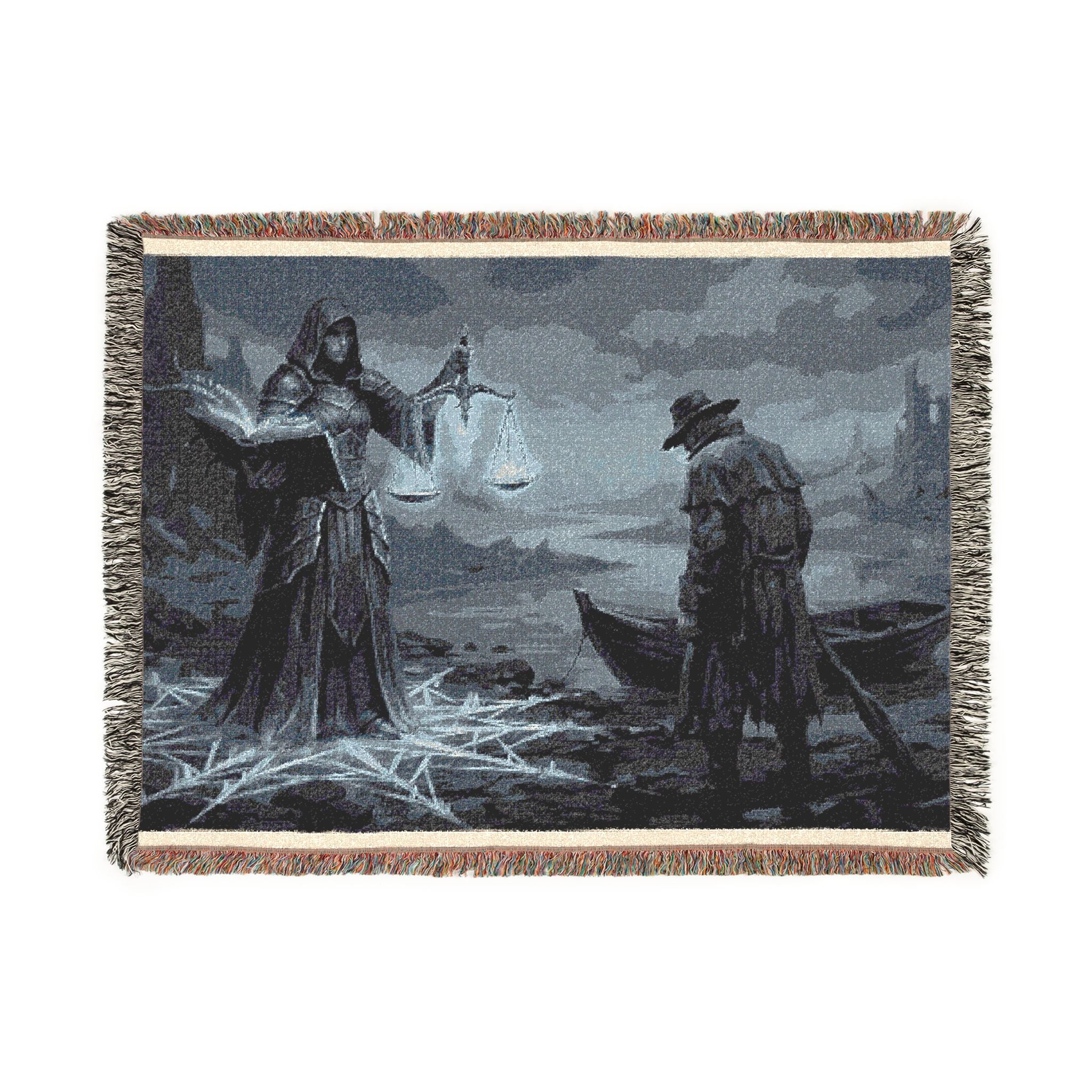Old Sea Tale Woven Blanket — Viking Mythic Tapestry Throw