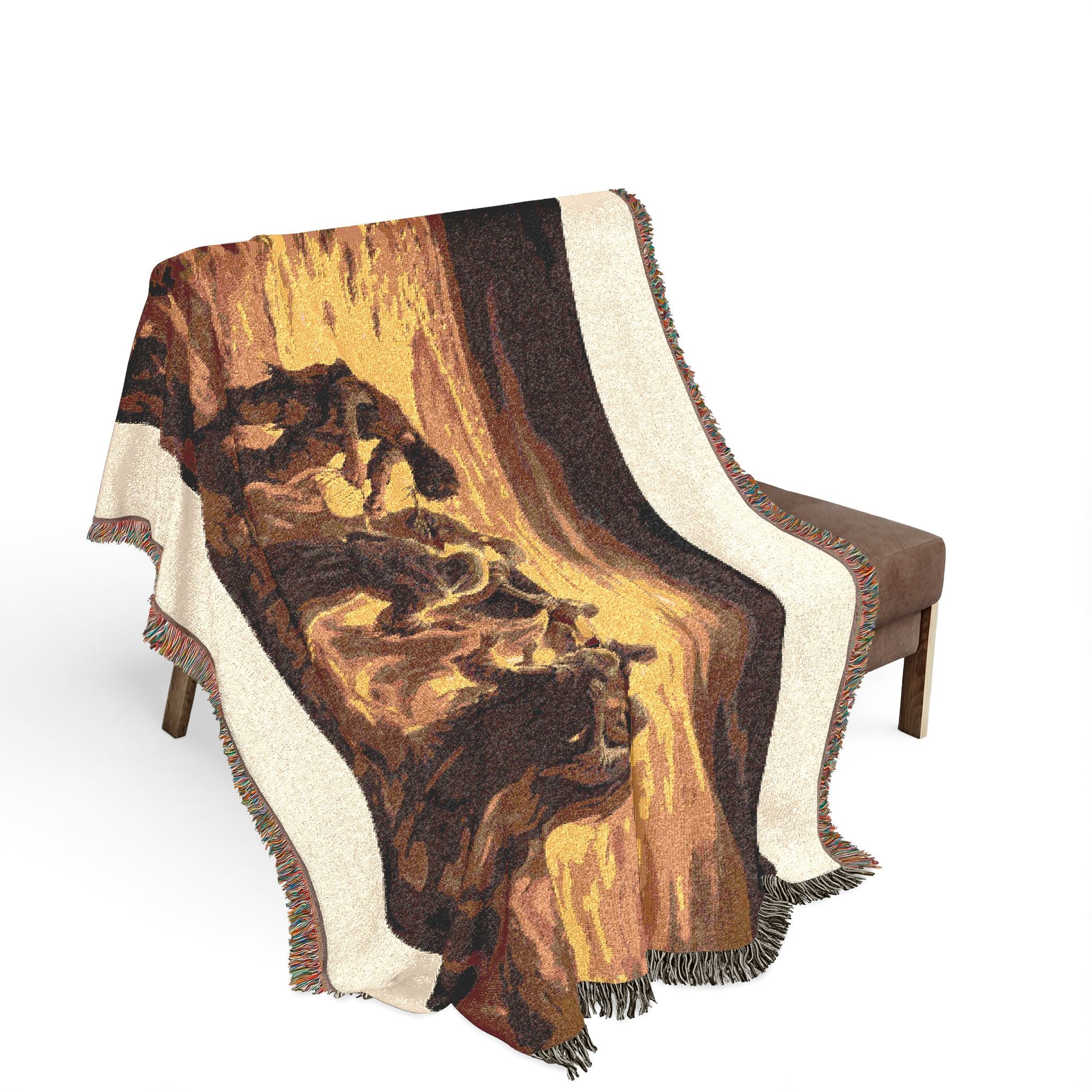 Nativity Scene Woven Blanket - Rustic Christmas Throw
