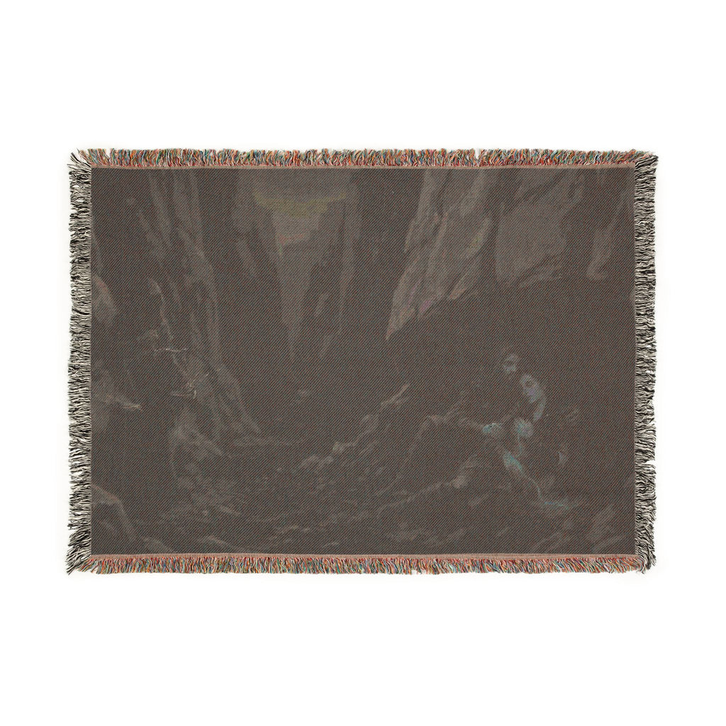 Gothic Cavern Woven Blanket — Dark Fantasy Cave Scene Throw