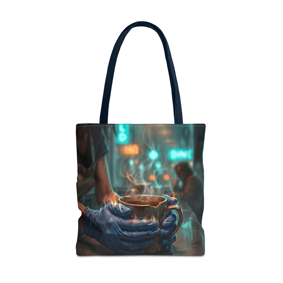 Cold Hands Warm Cup Tote Bag - Cozy Noir Diner Book Bag