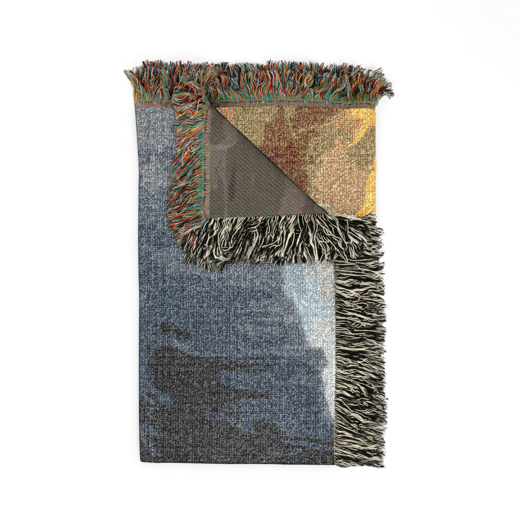Mythic Sea Woven Blanket — Odin and Valkyrie Nordic Landscape Throw