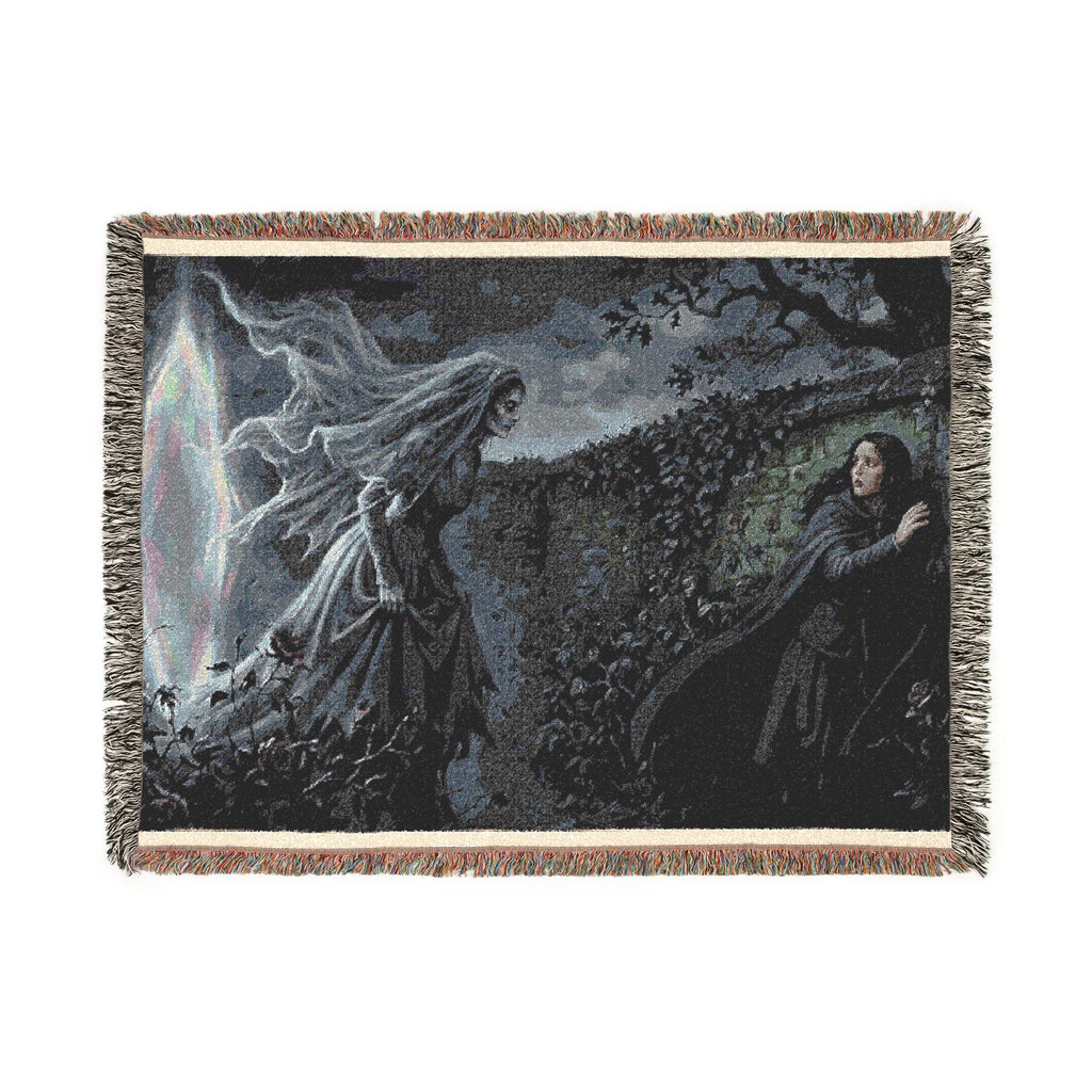 Midnight Ink Woven Blanket — Occult Mystic Tapestry Throw