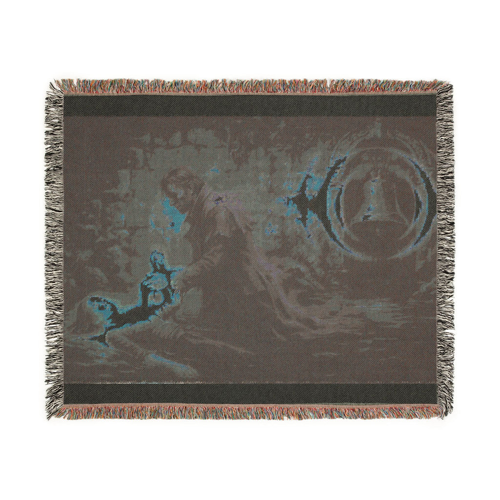 Mystic Bell Woven Blanket — Celtic Raven & Fire Tapestry Throw