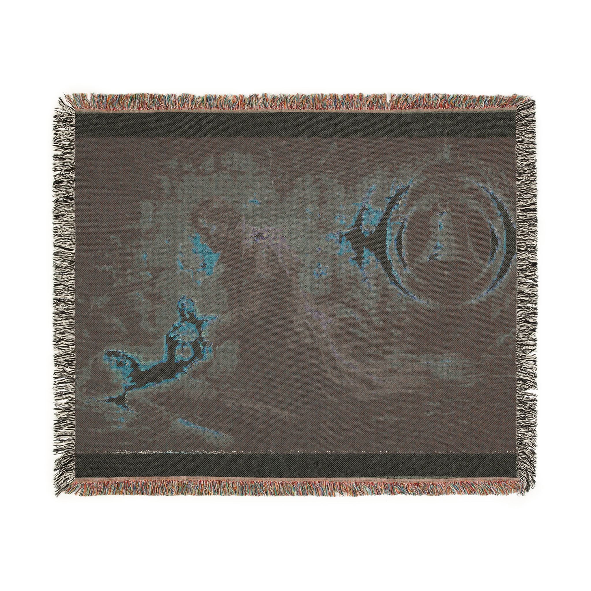 Mystic Bell Woven Blanket — Celtic Raven & Fire Tapestry Throw