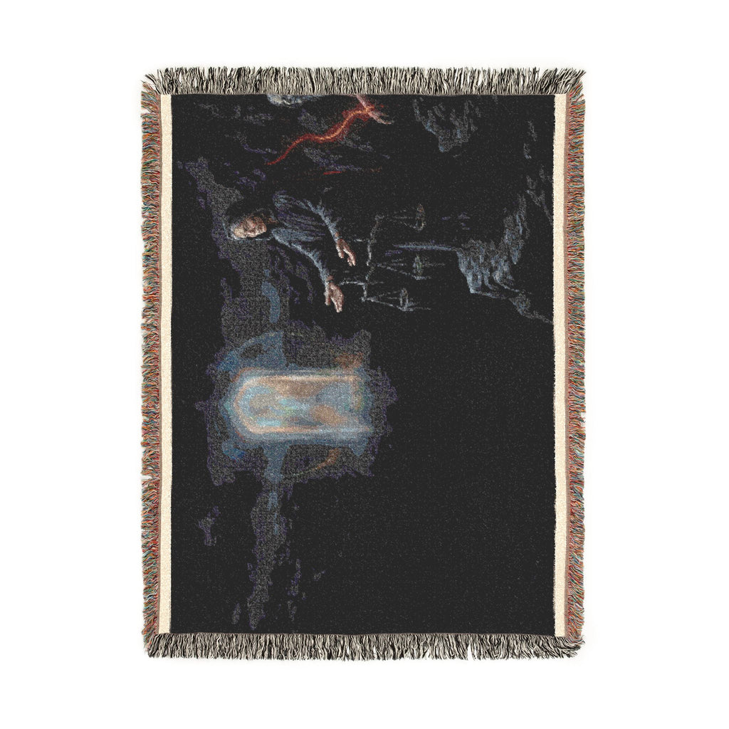 Gothic Tarot Woven Blanket — Mystic Doorway & Seer Throw