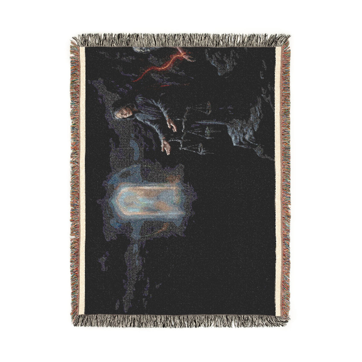 Gothic Tarot Woven Blanket — Mystic Doorway & Seer Throw