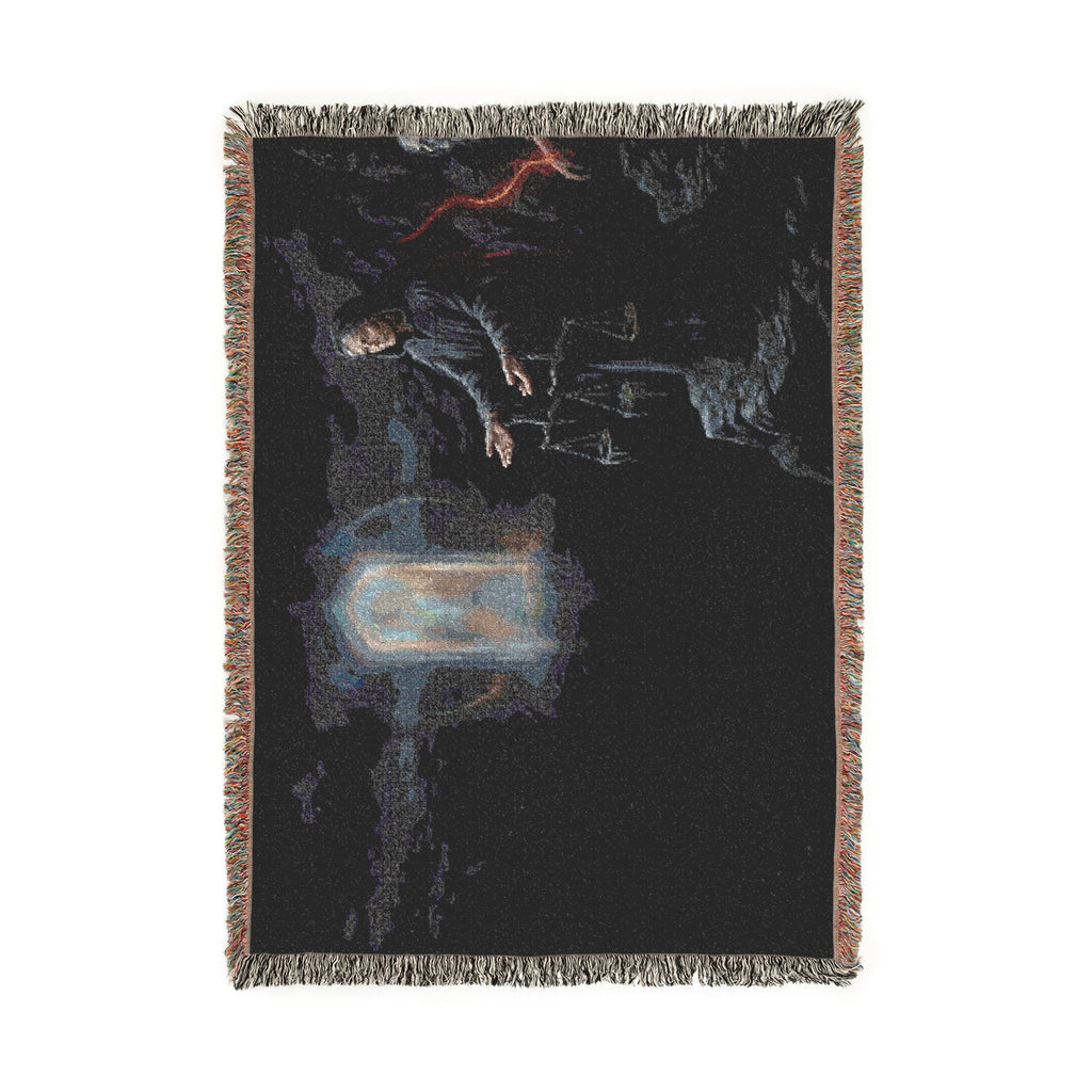 Gothic Tarot Woven Blanket — Mystic Doorway & Seer Throw