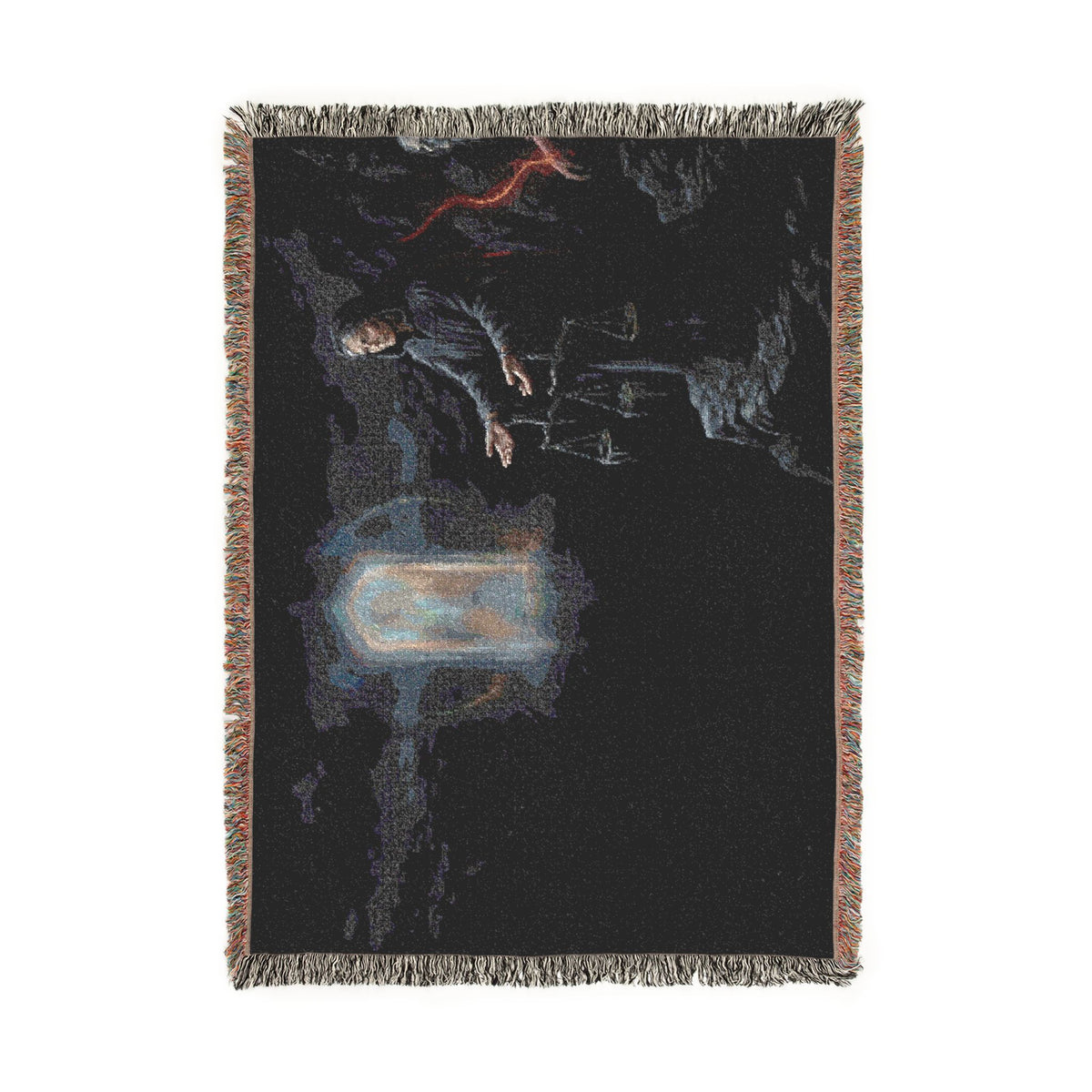 Gothic Tarot Woven Blanket — Mystic Doorway & Seer Throw