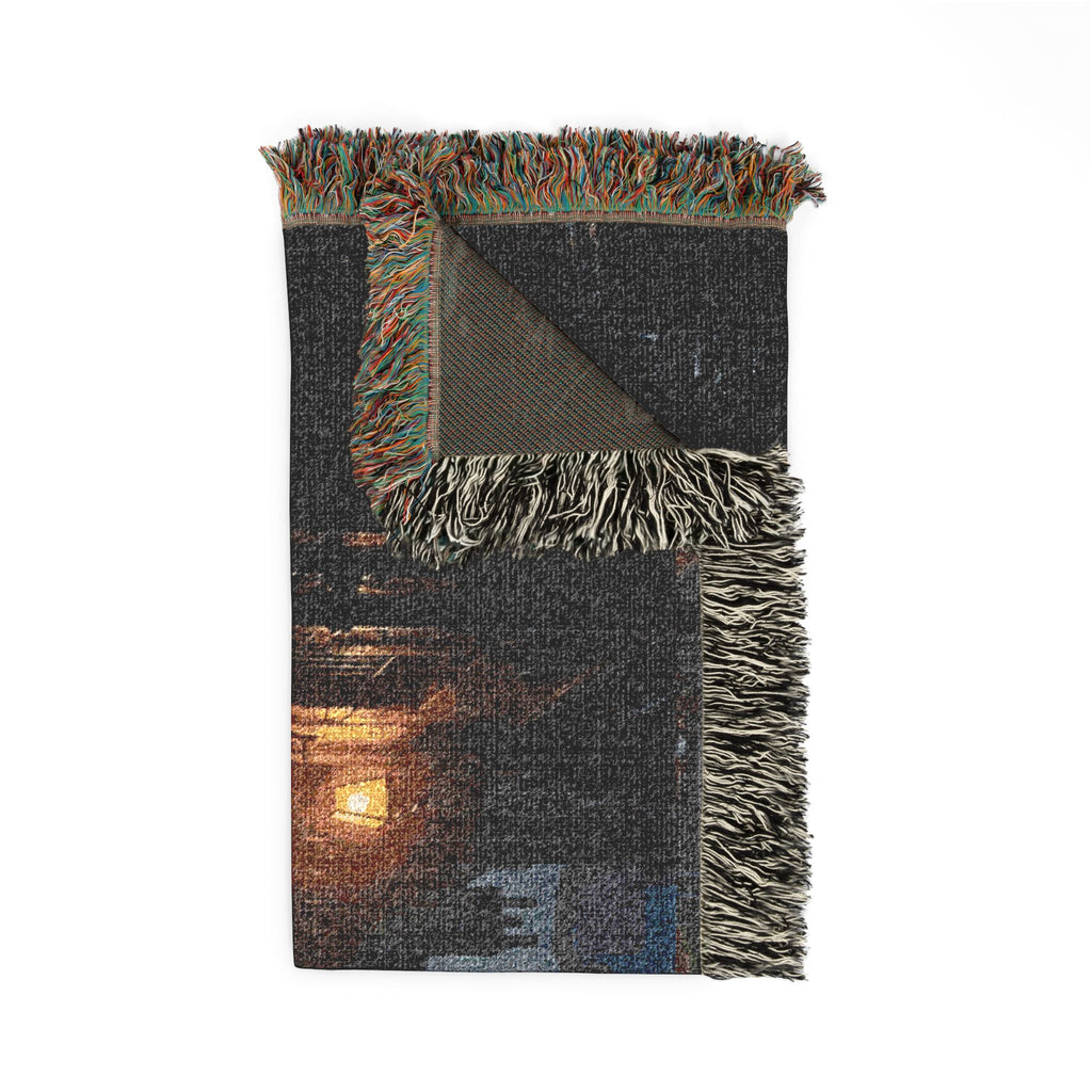 Candlelit Church Path Woven Blanket — Quiet Evening Prayer Throw