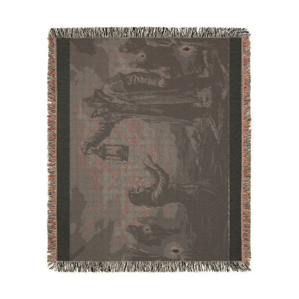 Lantern Light Woven Blanket — Gothic Reaching Hands Occult Throw
