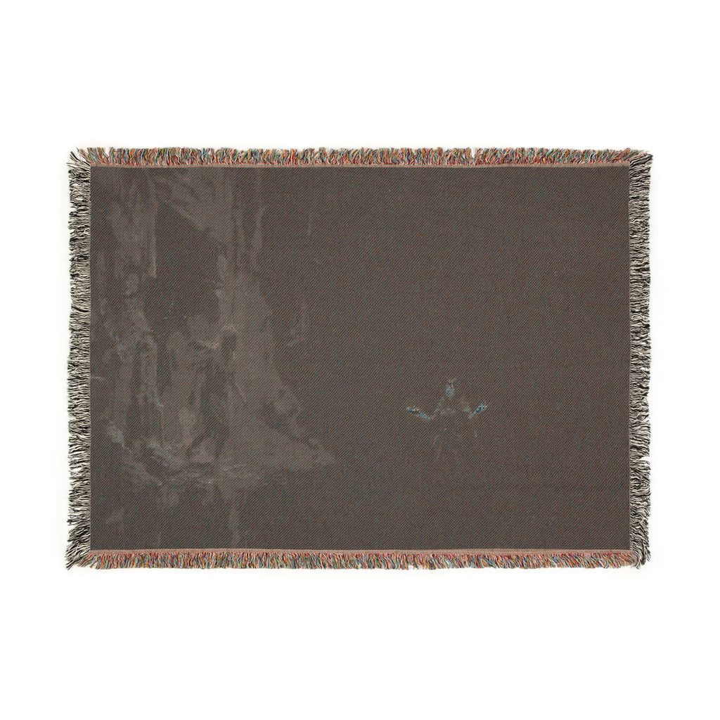 Night Forest Woven Blanket — Cozy Dark Woodland Throw with Subtle Lantern Glow