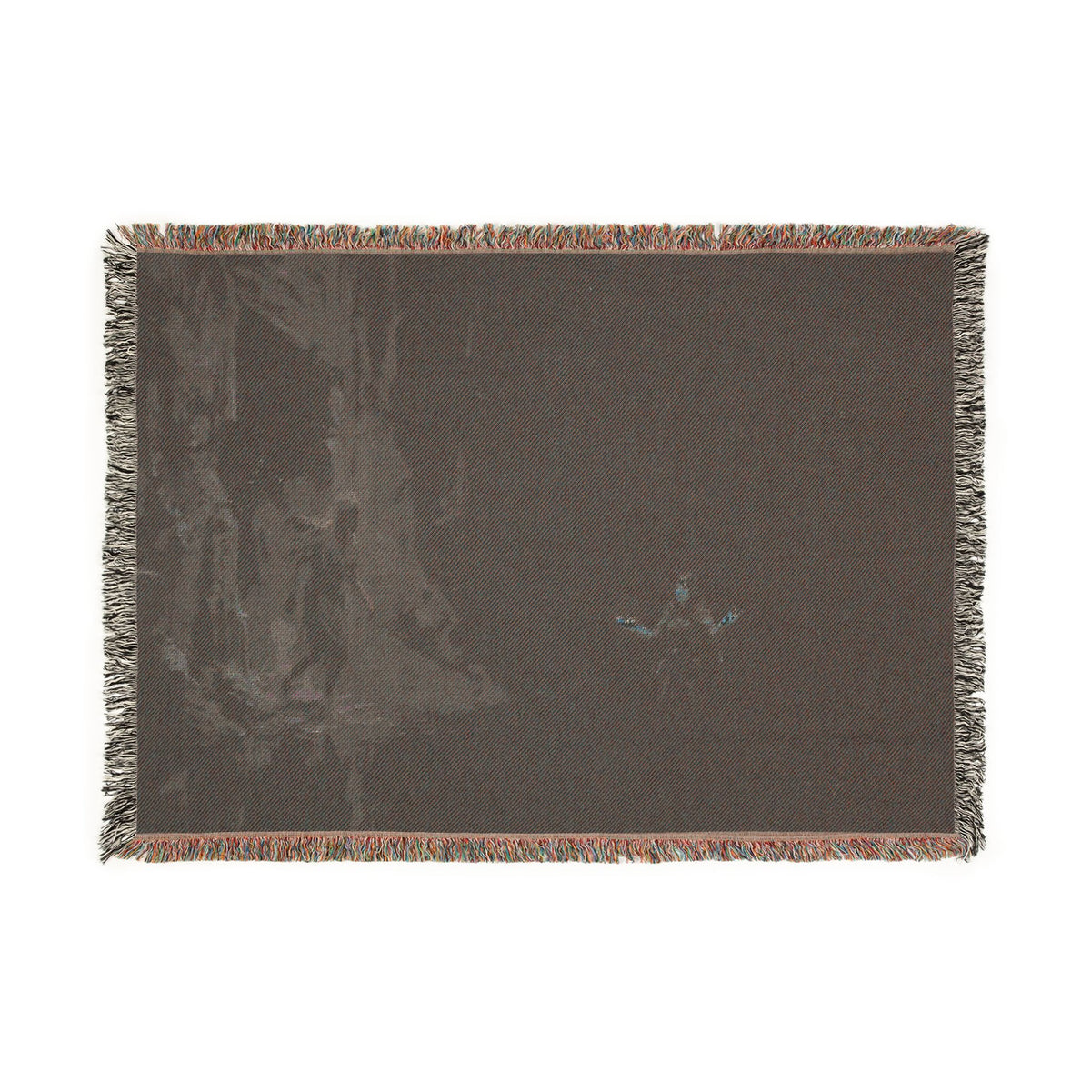 Night Forest Woven Blanket — Cozy Dark Woodland Throw with Subtle Lantern Glow