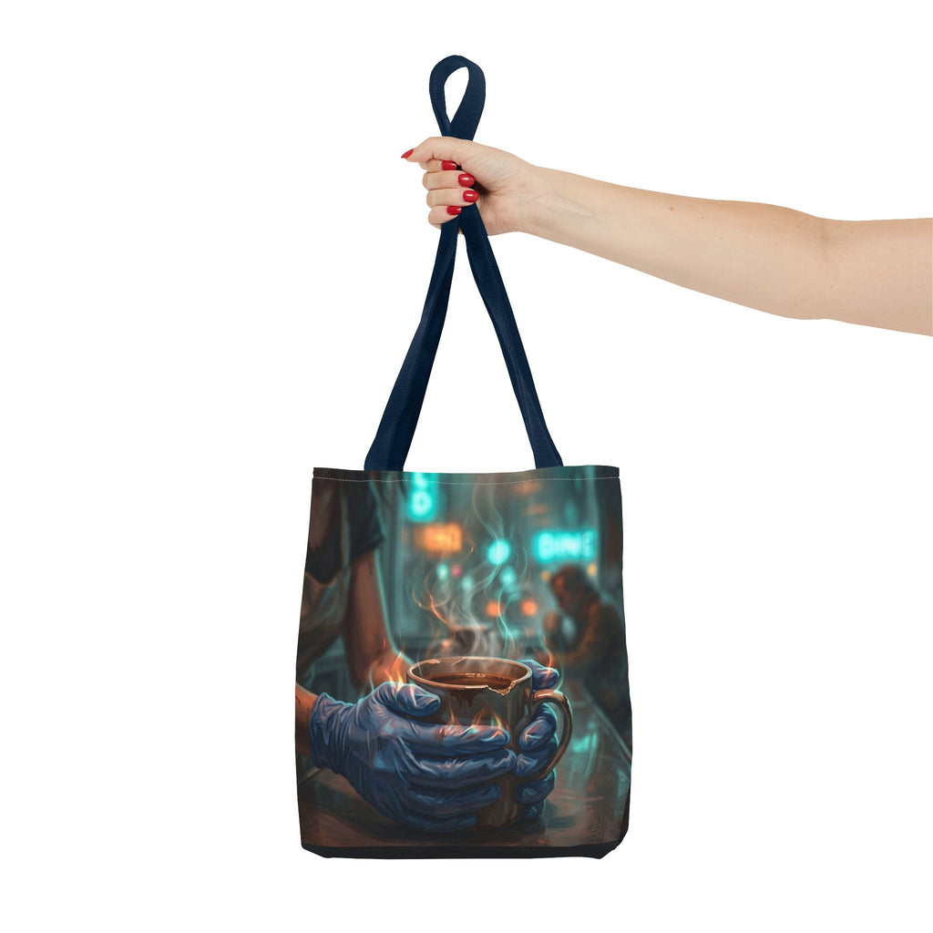Cold Hands Warm Cup Tote Bag - Cozy Noir Diner Book Bag