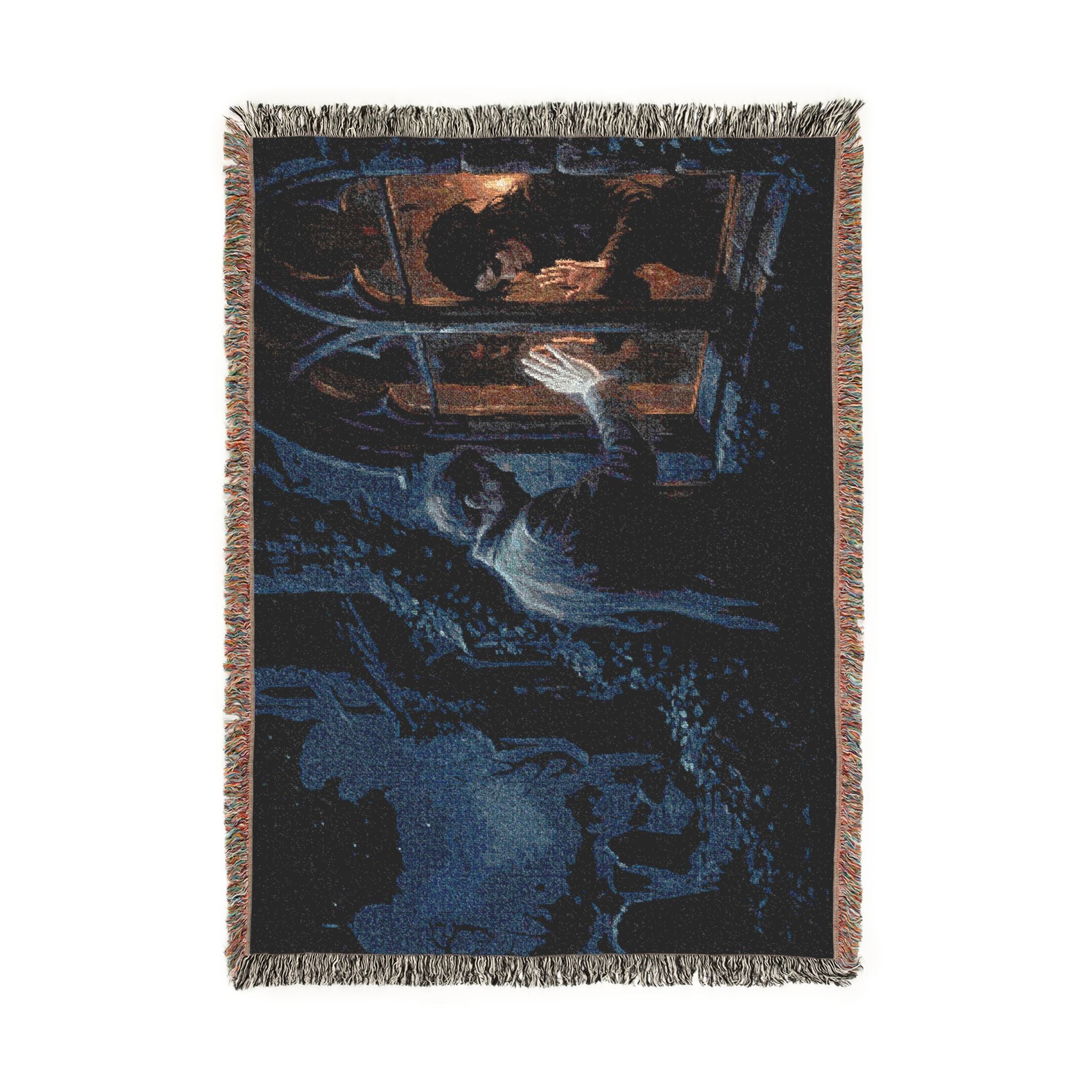 Gothic Cathedral Woven Blanket — Mystical Night Cloister Throw