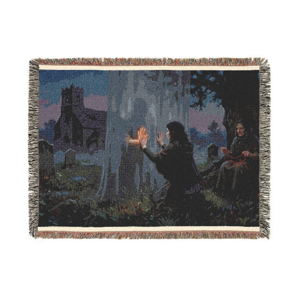 Woven Blanket - Gothic Lantern Night Scene Throw Blanket