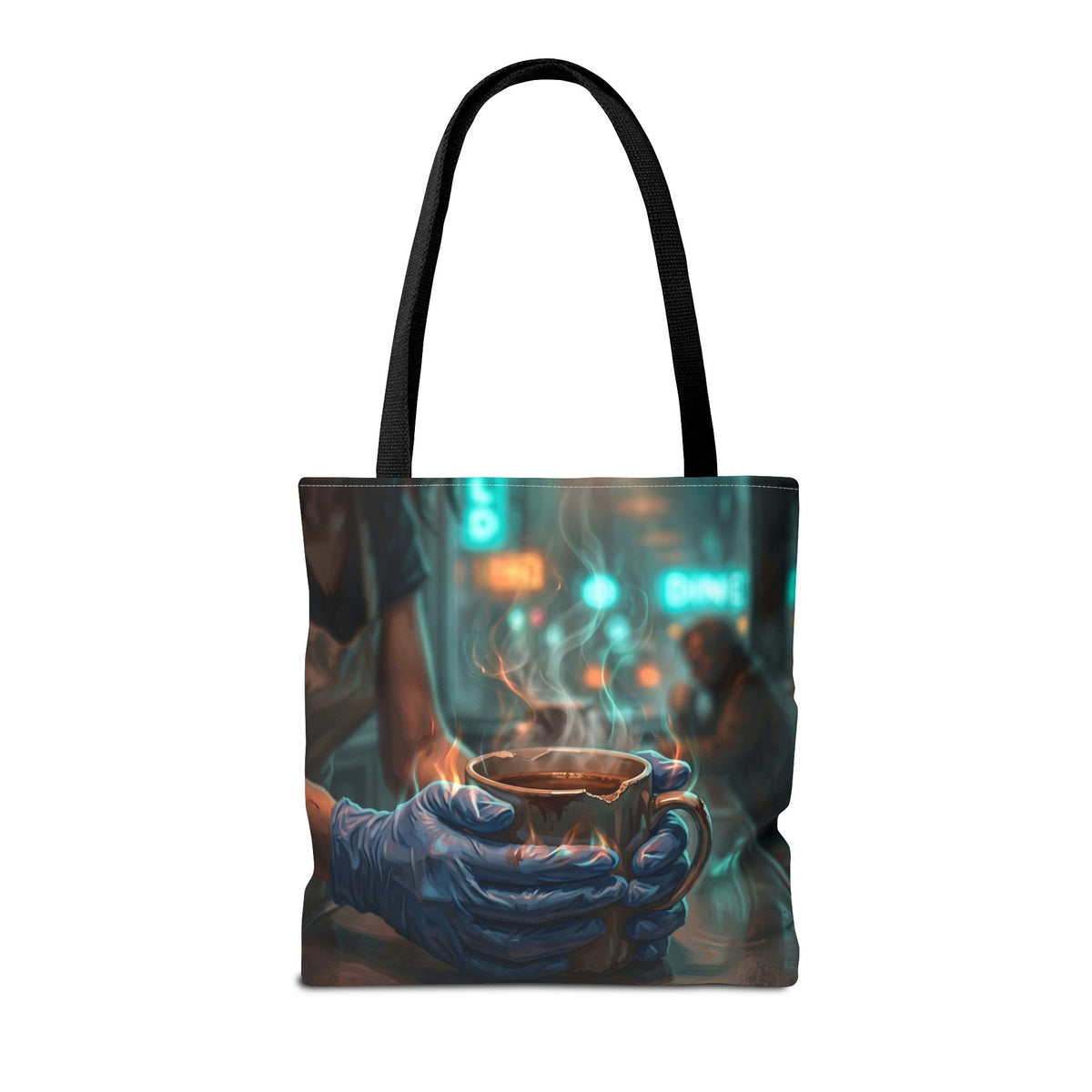 Cold Hands Warm Cup Tote Bag - Cozy Noir Diner Book Bag