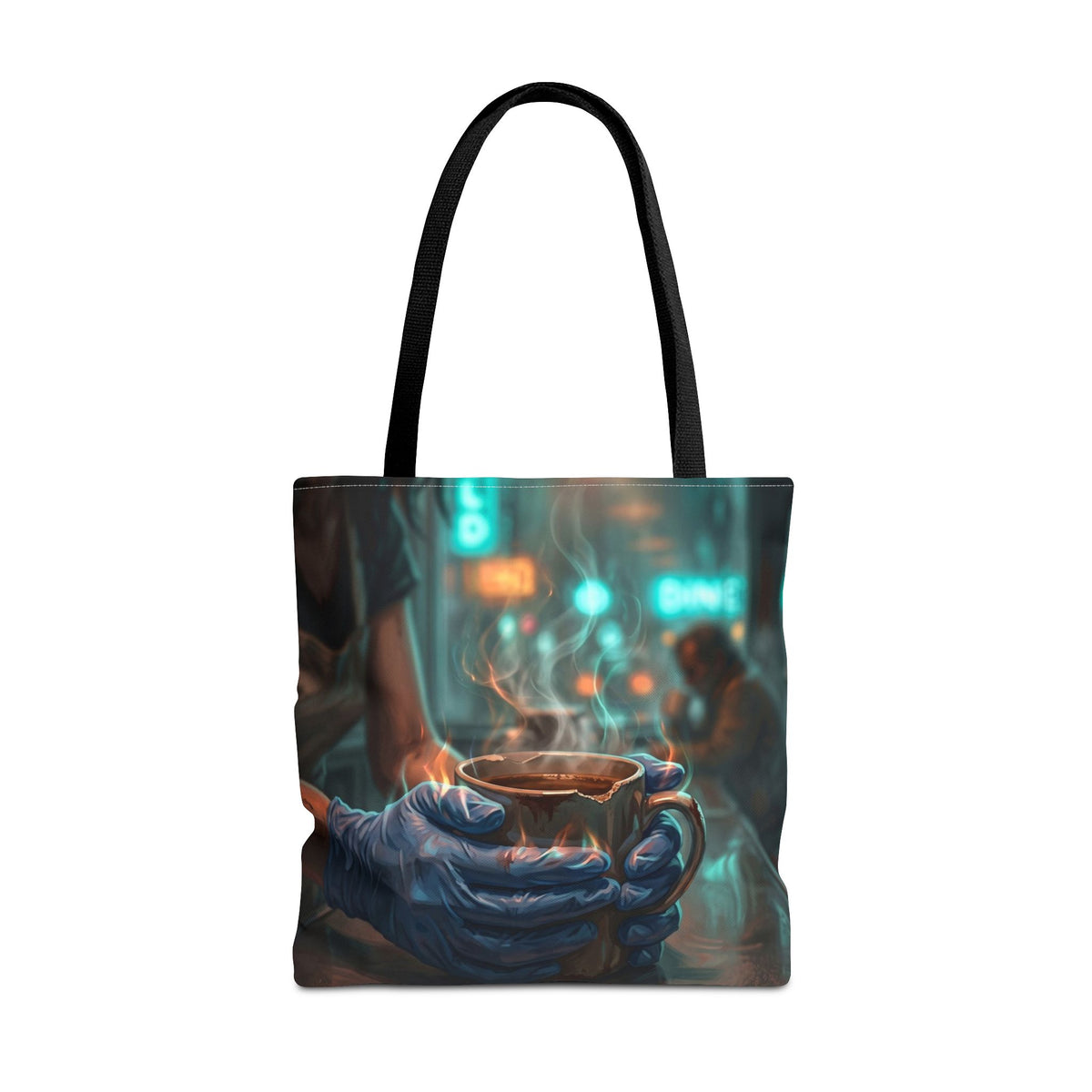 Cold Hands Warm Cup Tote Bag - Cozy Noir Diner Book Bag