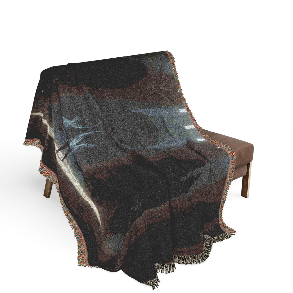 Gothic Cathedral Scene Woven Blanket — Moody Dark Interior Throw