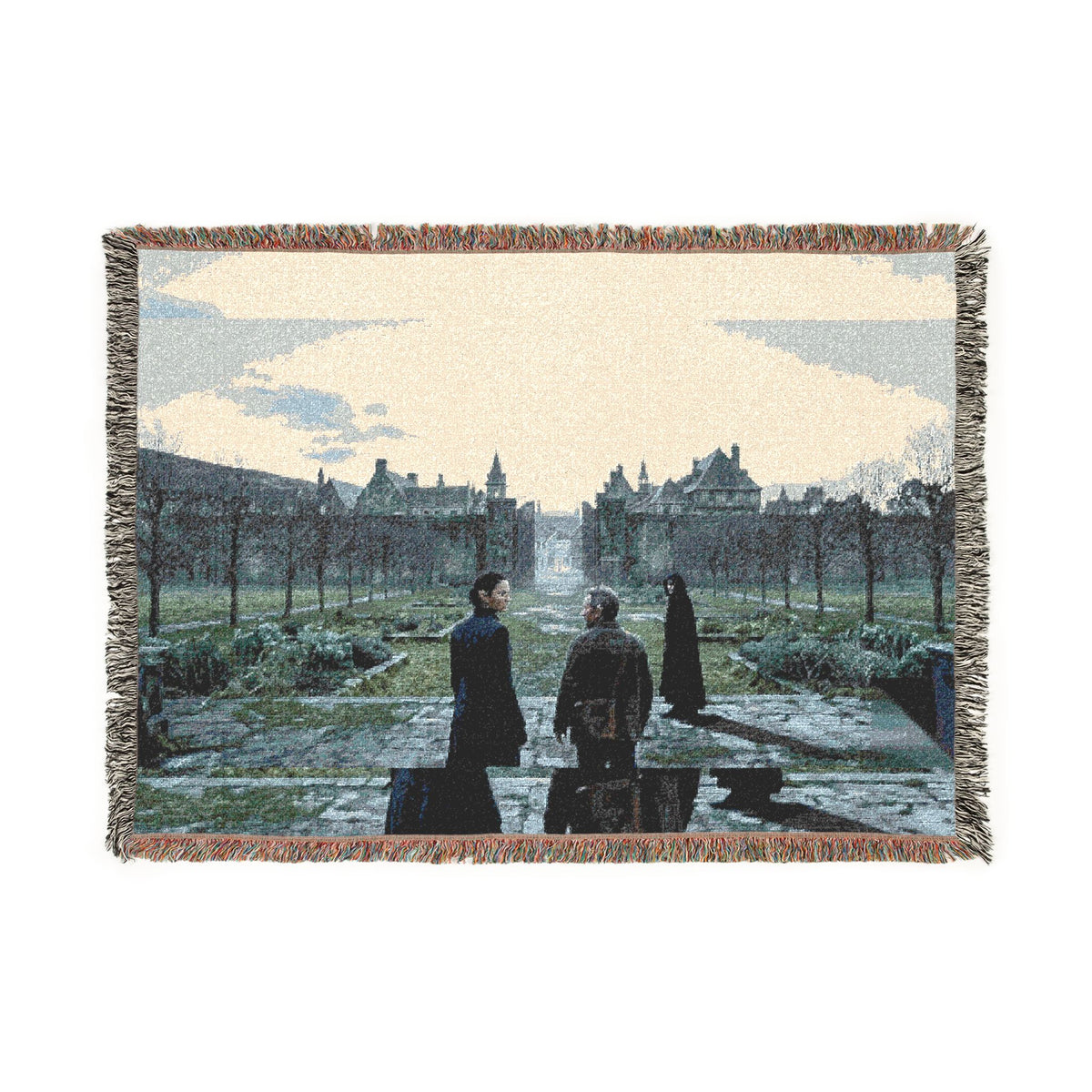 Gothic Castle Scene Woven Blanket — Vintage Travelers Tapestry Throw