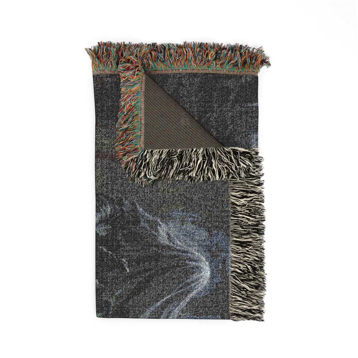 Gothic Forest Woven Blanket – Haunted Hooded Figure Throw for Dark Fantasy Fans